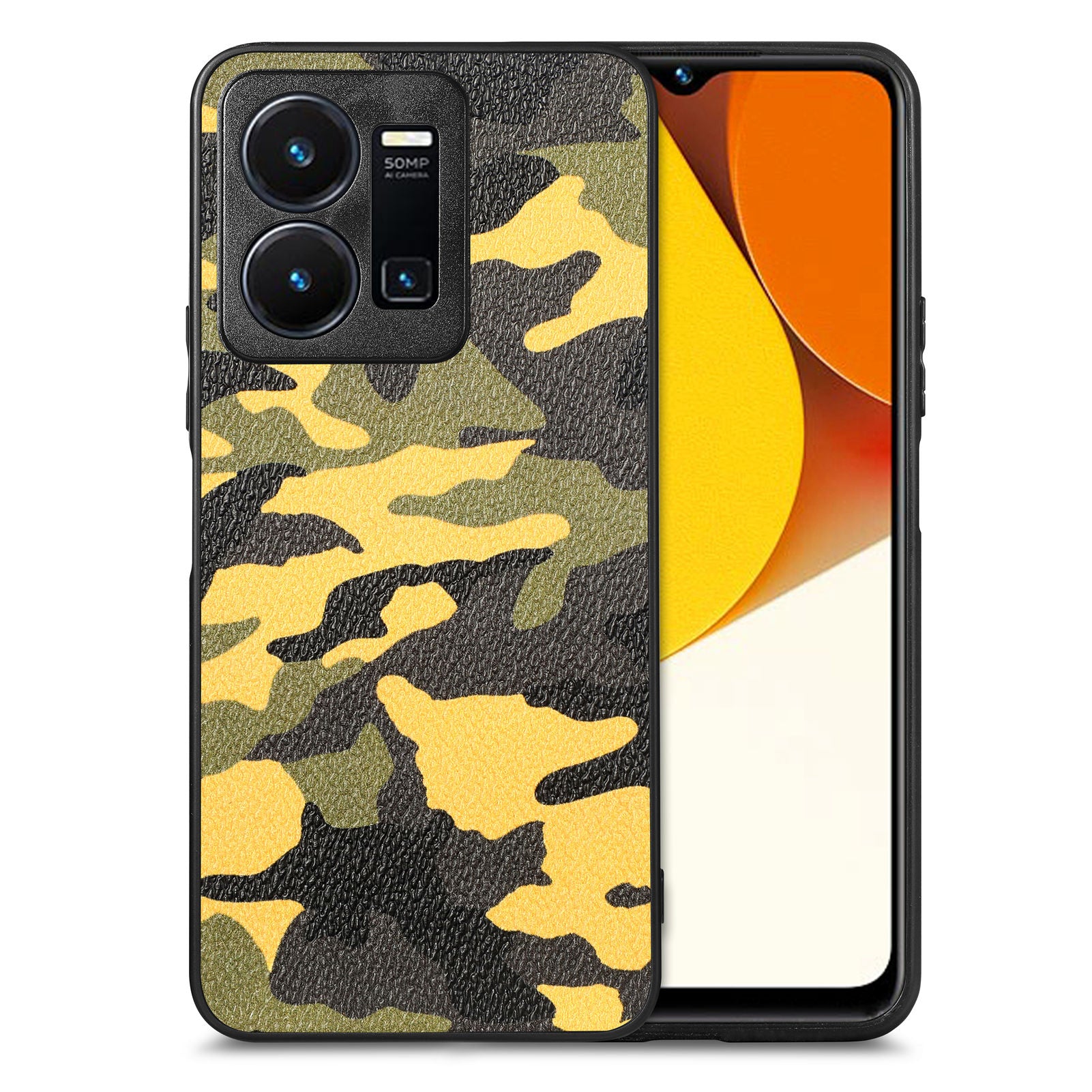 For vivo Y35 4G (2022) Camouflage Precise Cutout Phone Case PU Leather Coated PC TPU Anti-drop Cover For vivo Y35 4G (2022) Camouflage Precise Cutout Phone Case PU Leather Coated PC TPU Anti-drop Cover